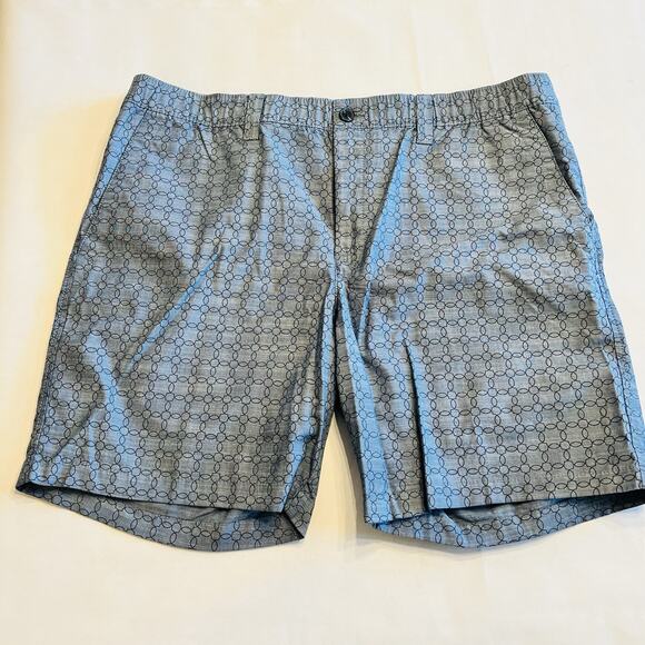 Roundtree & Yorke Shorts Men 40” Straight Stretch Geometric Blue Navy - Picture 1 of 4
